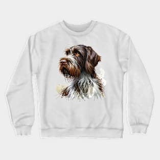 German Wirehaired Pointer Watercolor Painting - Beautiful Dog Crewneck Sweatshirt